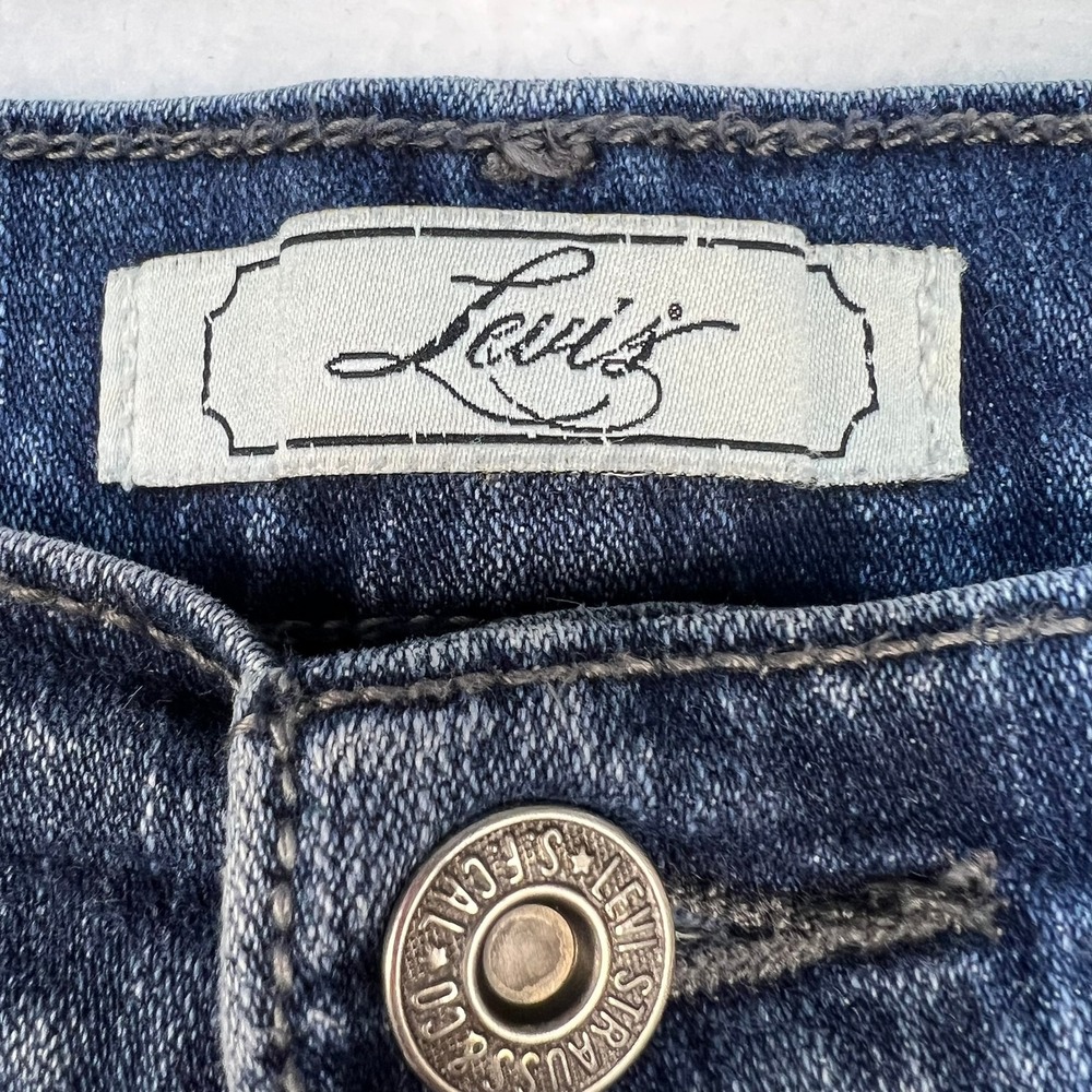Levi Blue Denim Shorts Women 16 Mid Rise Stretch Bermuda Casual Summer - Picture 2 of 13